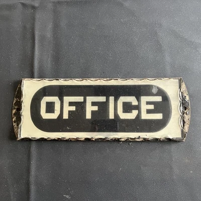 Letrero de oficina de vidrio vintage 3x8 negro y plateado con letras reflectantes Foto 1 de 4