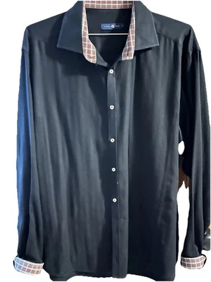 Stone Rose Black button down long sleeve shirt Men's size XL Cotton Turn Cuff - Image 1 of 4