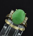 Pre owned 18k Solid Yellow gold Ladies Natural A Oval Jade Jadeite ring 0.18 ct 