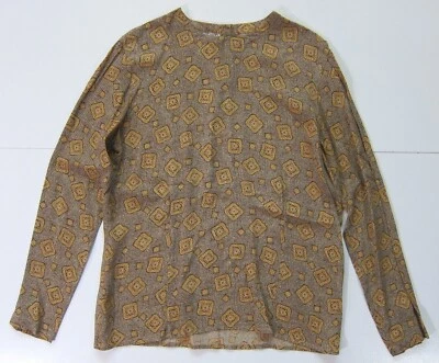 Blusa mujer Rena Rowan Saville 100 % marrón rayón geométrica manga larga 10P Foto 1 de 4