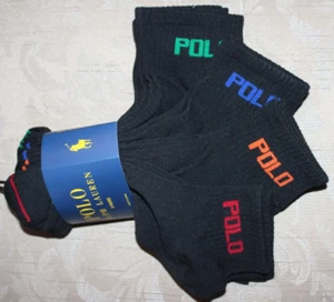 Polo Ralph Lauren Athletic 8-Pair Men's QTR Crew Socks Black Pony Logo New - Picture 1 of 1