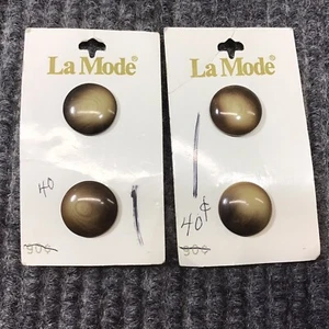 Vintage La Mode 4 Sewing Buttons Brown Multi Color Round 3/4” Shank NOS France - Picture 1 of 5