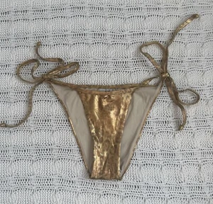 Vintage Sauvage California Gold Shimmery Leopard Print Bikini Bottoms Women’s S - Picture 1 of 10