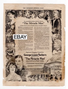 1919 LON CHANEY SR. THE MIRACLE MAN ORIGINAL SILENT MOVIE CLIPPINGS - REVIEW/ADS - Picture 1 of 4