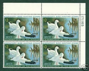 RW37 ( $3 Duck ) - PLATE BLOCK - MNH - NICE CENTER !! - Picture 1 of 1
