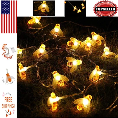 Очаровательные светодиодные фонари для медоносной пчелы 10 футов - идеально подходят для внутреннего и наружного декора - Изображение 1 из 4