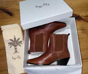 NIB LADIES TIGERLILY CARAMEL CUBANA LEATHER BOOTS SIZE 40 - Picture 1 of 9