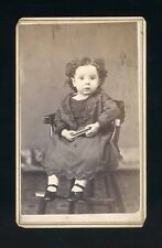 1860s CDV PIERCETON, INDIANA - I.F. Shoemaker - Young Girl with HARMONICA