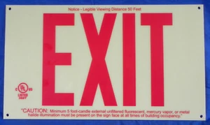 Brady ""Segnale di uscita glo senza cornice"" #87807, lettere rosse, 13""x7,5"", supporto a parete, nuovo - Foto 1 di 7