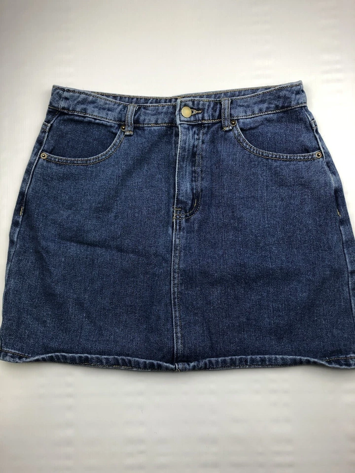 Falda corta de jean de mezclilla azul grande Forever 21 para mujer talla L bolsillos tiro medio Foto 1 de 4