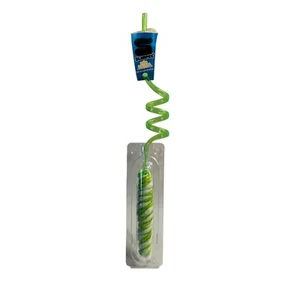 Slurpee Pina Colada Flavor Swirly Paglia Riutilizzabile Verde Plastica Spirale Cannuccia - Foto 1 di 3