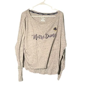 Notre Dame Womens Long Sleve Fanatics Sweater Gray Size XL - Picture 1 of 3