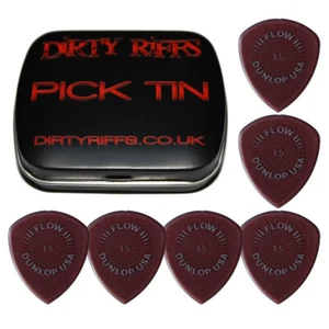 6 x púas/electrusas de guitarra estándar Dunlop Flow - 1,50 mm en una práctica lata de selección - Imagen 1 de 1
