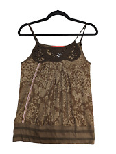 Christian Lacroix Ladies Vest Top Brown Size 10 Y2K Floral Lace Vintage 90s BNWT