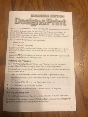 Business Edition Design & Print …Instruction Manual Only Ships N 24h - Image 1 of 2