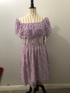 Adam Levine Womens Dress Purple Size L Large Lace overlay - Picture 1 of 8
