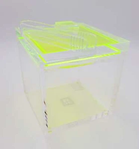 Rare NOS Tinsley Mortimer Clear & Neon Green/Yellow Lucite Ice Bucket 2000s - Bild 1 von 7