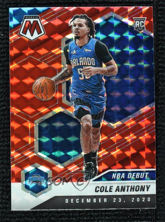 2020-21 Panini Mosaic NBA Debut Reactive Red Prizm Cole Anthony #268 Rookie RC