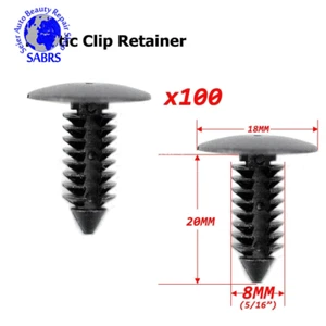 100X 8mm Bumper Clips Auto Car Hole Plastic Rivets Fastener Fender Push Pin NEW - Foto 1 di 9
