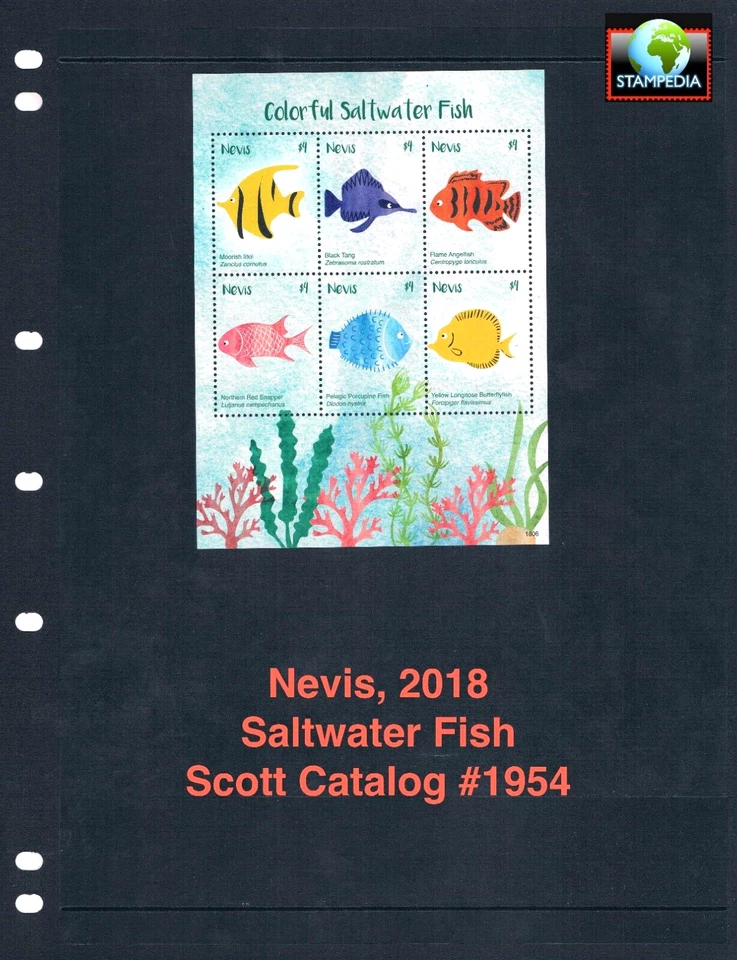Valor Scott de $18,00 - 2018 NEVIS peces agua salada s/s mar Caribe CV MNH NH UMM Foto 1 de 4