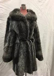 Faux Fur - tie wrap- salt and pepper D'esprit - Dubrowsky & Joseph vintage 70's - Picture 1 of 4