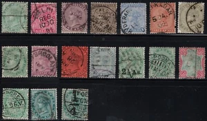 INDIA 1882-1891 QV 2ND SERIES USED SC#A17-A29/36-42, 44-49, 53 WMK SINGLE STAR - Picture 1 of 17