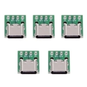 5 Pack Pitch 2.54mm USB C Female Socket Port Repair Replacement Solder Adapter - Picture 1 of 12