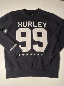 Hurley Offside 99 Mens Vintage Wash Black Street Crew Fleece Sweatshirt Sweater - Picture 1 of 9