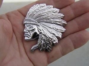 INDIAN CHIEF CAR EMBLEM fits Jeep Grand Cherokee Metal Badge Wrangler etc - Picture 1 of 2