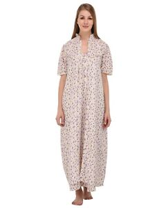 Wrinkle-Resistant Printed Nightdress/Housecoat Set | Cotton Lane