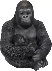 Vivid Arts Sitting Gorilla Holding Baby Home or Garden Ornament (XRL-GMB1-D) - Picture 1 of 3