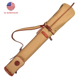 TOURBON Canvas Leather Golf Bags Vintage Sunday Carry Strap Golf Clubs Balls Bag - Picture 1 of 24