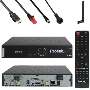 Protek X2 Twin-Sat-Receiver 4K Linux WiFi 2xDVB-S2 inkl. Koax- & Netzwerkkabel - Bild 1 von 8