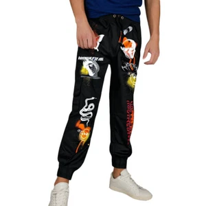 Herren Cargohose schwarz XS Graffiti bedruckt Hose Boohoo Man UVP £50 Extra Small - Bild 1 von 5