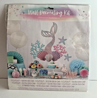 Shimmering Mermaids Girl Kids Birthday Party Room Wall Decorating Kit - Image 1 of 2