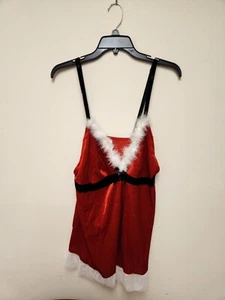 NEW Sexy Santa Cami with Fur & Thong Set Lingerie Red Plus Size 2X - Picture 1 of 2