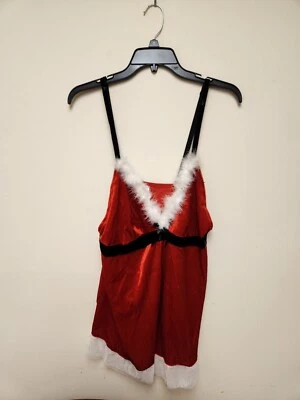 NEW Sexy Santa Cami with Fur & Thong Set Lingerie Red Plus Size 2X - Image 1 of 2
