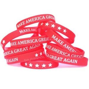 10 pulseras Trump Make America Great Again grabadas y llenas de color - Imagen 1 de 3