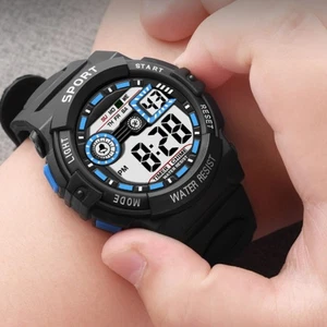 Mens Digital Sports Watches 50m Waterproof LED Date Electronic Watch AU - Foto 1 di 17