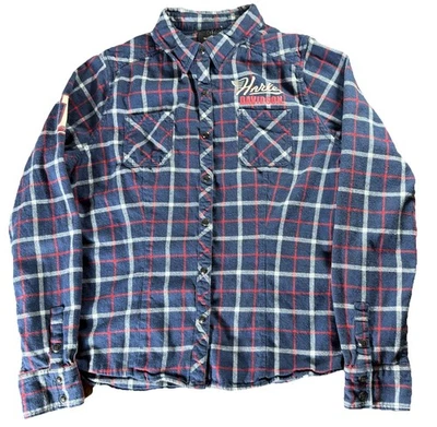 Harley Davidson Womens Flannel Shirt Sz L Motorcycle Biker Plaid Long Sleeve Top - Image 1 of 4