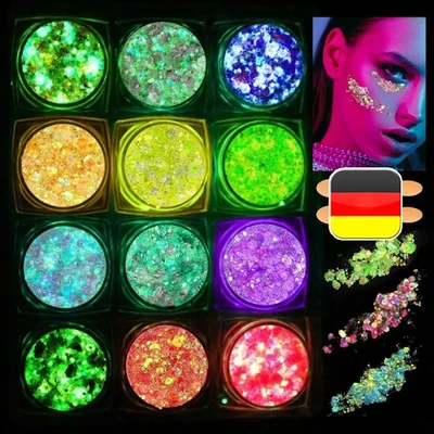Glitter, 12 Colours Festival Glitter Face, Halloween Make Up Make Up, Body - Image 1 of 4