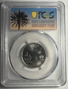 2004-D FLORIDA STATE QUARTER PCGS GRADED SAMPLE SLAB 2020 FUN LUNCHEON - Picture 1 of 2
