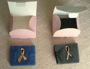 AVON BREAST CANCER PINS in 2 Pins in Original Boxes - GREAT SHAPE! - Picture 1 of 10