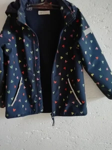 H & M Mädchen Kapuzenjacke Gr. 122 Blau mit bunten Herzen - Bild 1 von 8