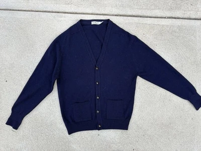 Cárdigan de lana vintage años 90 LL BEAN azul marino grande alto hecho en Escocia Foto 1 de 4