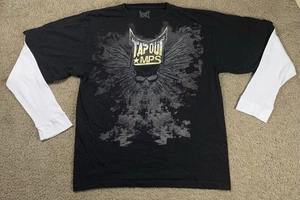 TAPOUT MPS Mens Large Black Long Sleeve 2 Layer Graphic T Shirt MMA Skulls Y2K - Picture 1 of 10