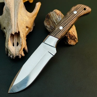 Gift-Ready 8.6" Damascus / Steel Knife Full Tang Hunt it Hunt + Leather Sheath - Image 1 of 4