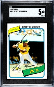 SGC 5 - 1980 Topps #482 Rickey Henderson RC Oakland A's HOF - Picture 1 of 4