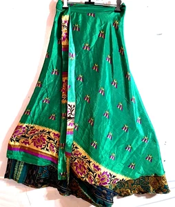 Incredible-art Vintage Silk Sari Magic Wrap Skirt Reversible Double Layer skirt, - Picture 1 of 6