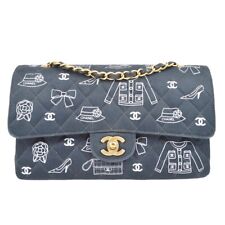 Chanel Navy Icon Medium Classic Double Flap Shoulder Bag 111032